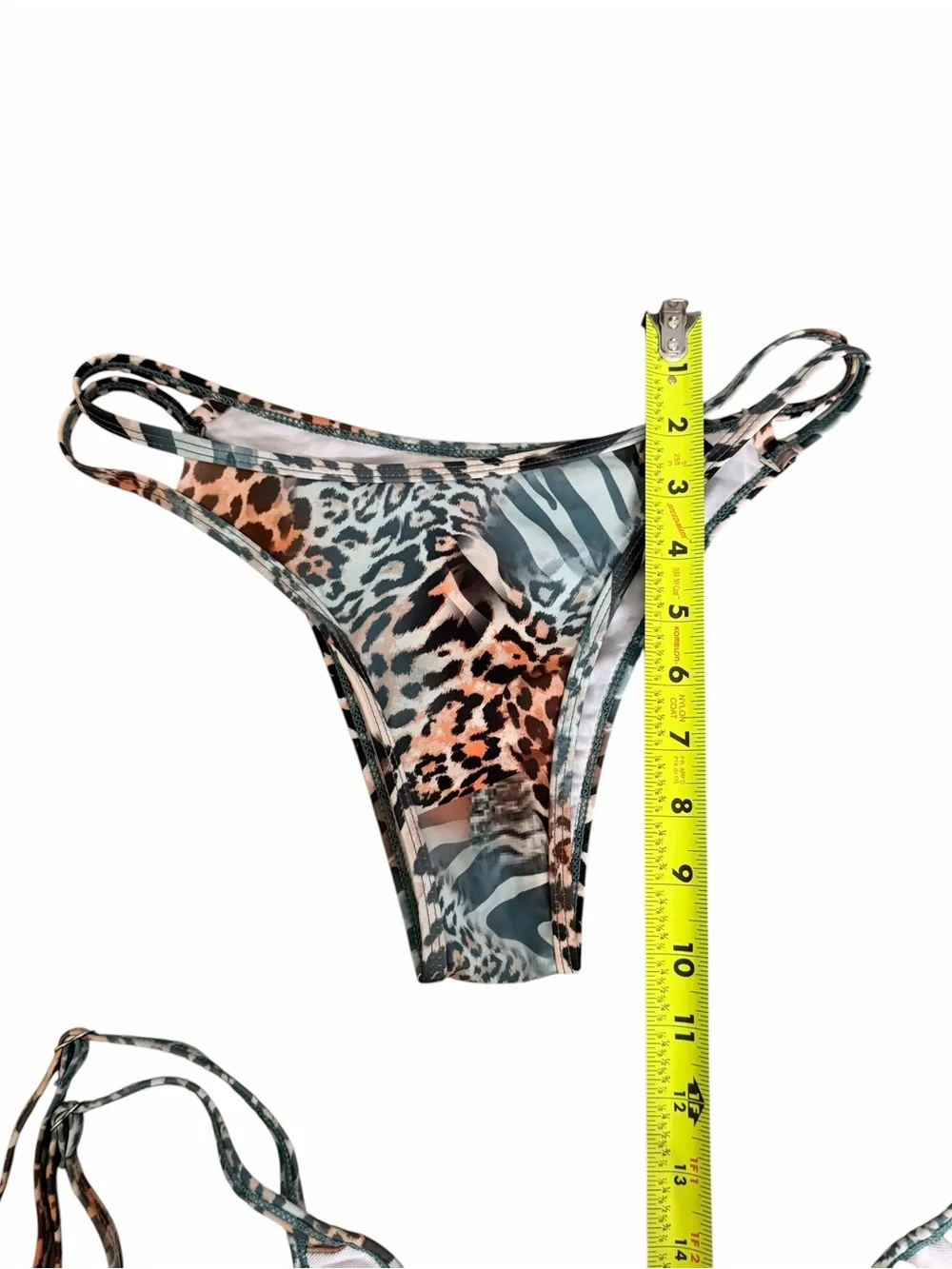 SHEIN Blue & Brown Leopard Print Bikini with Gold Jewelry Charms size XS
